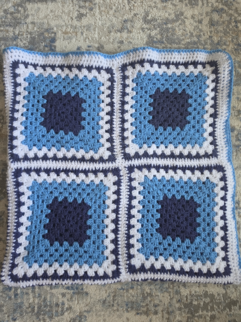 Handmade Crochet Granny Square Blanket – 4 ft x 4 ft